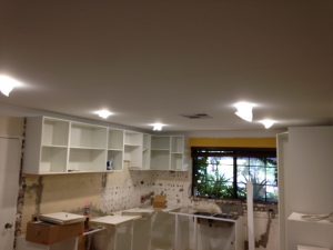dropped ceiling and wall repairs need in the kitchen