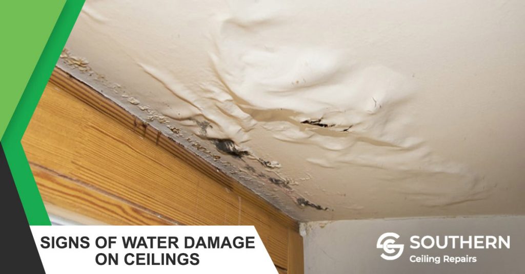 signs of water damage on ceiling